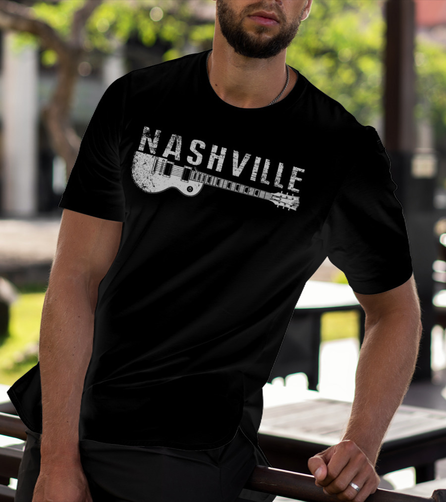 Nashville Guitar Music Country Music Lovers Iconic Instrument Themes T-Shirt