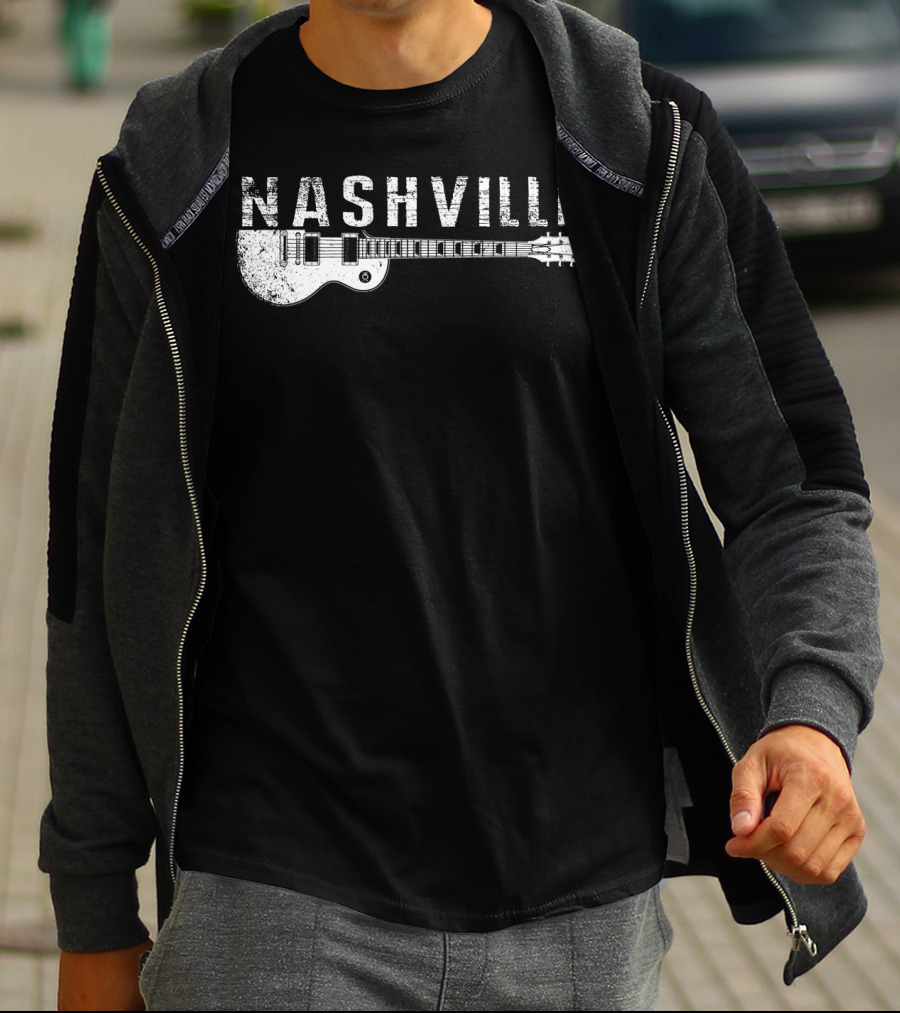 Nashville Guitar Music Country Music Lovers Iconic Instrument Themes T-Shirt