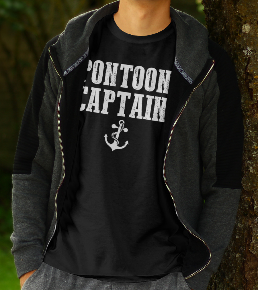 Pontoon Captain Anchor Logo Funny Boating T-Shirt