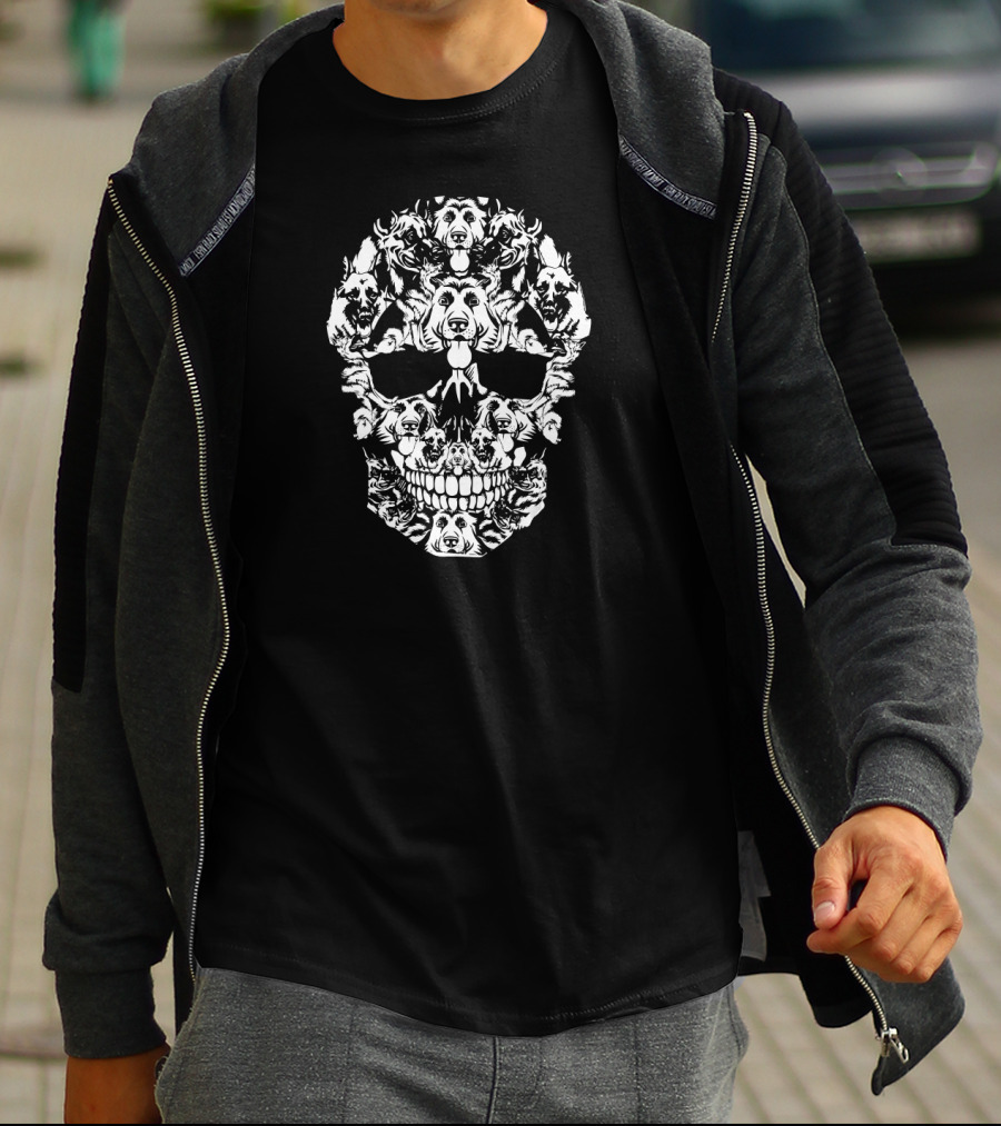 Skull Composed Of German Shepherd Dog Faces T-Shirt