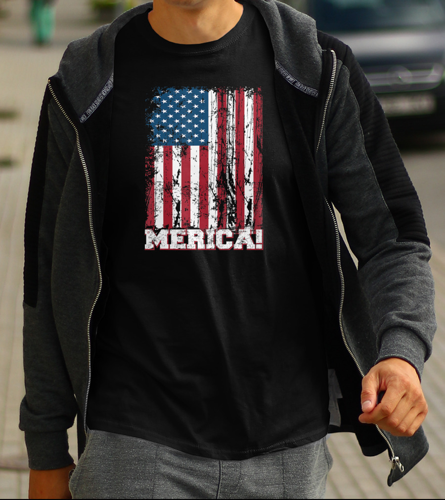 Merica American Flag Independence Day Patriotic T-Shirt