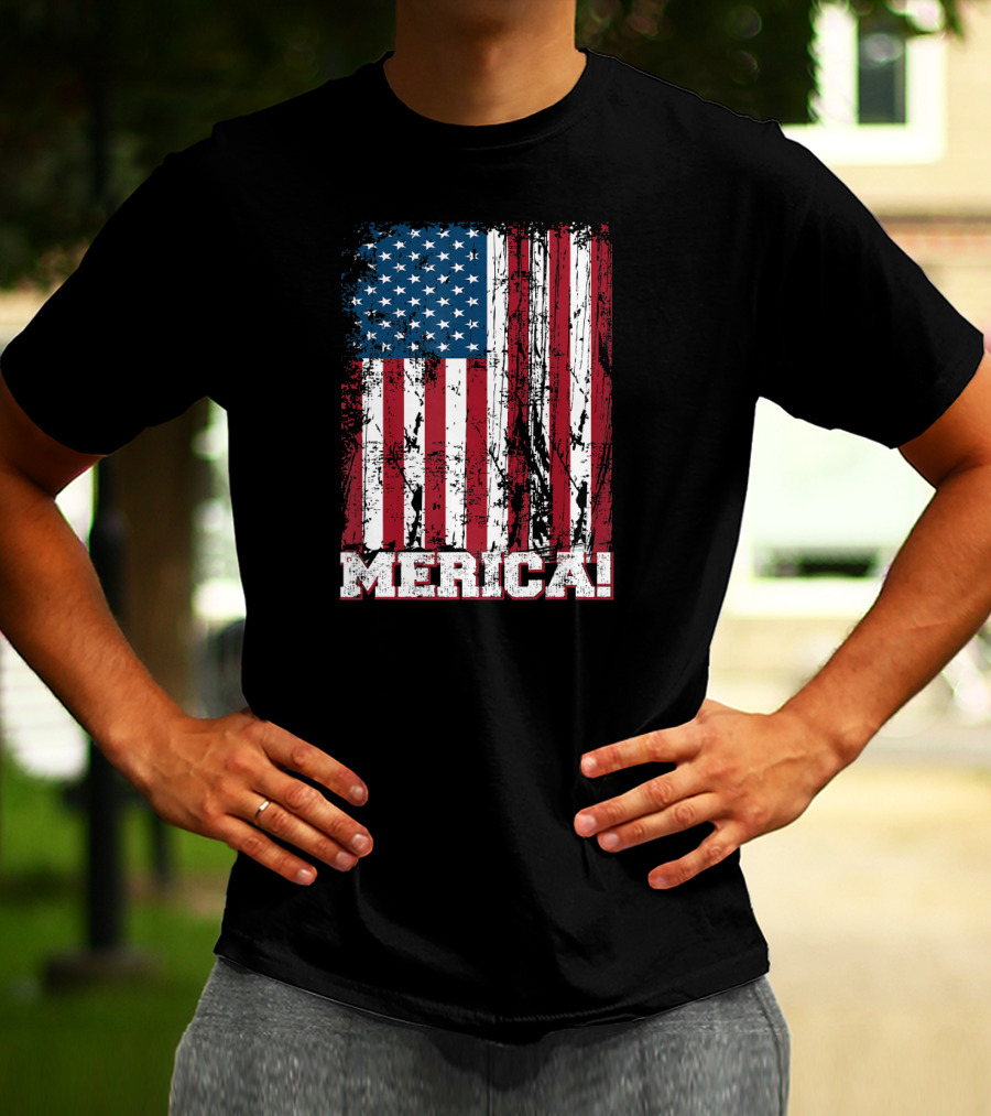 Merica American Flag Independence Day Patriotic T-Shirt
