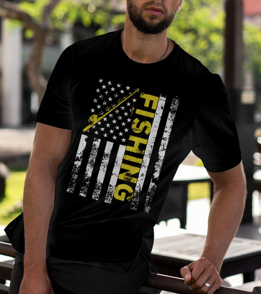 American Flag Fishing USA Patriotic T-Shirt