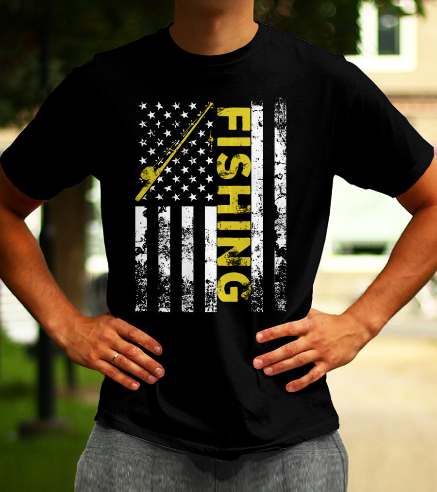 American Flag Fishing USA Patriotic T-Shirt