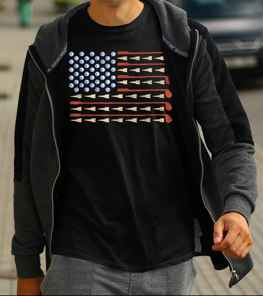 American Flag Golf Balls And Clubs Sports Humor T-Shirt