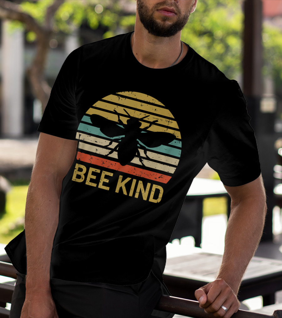 Bee Kind Vintage Style Honey Bee Silhouette Awareness T-Shirt
