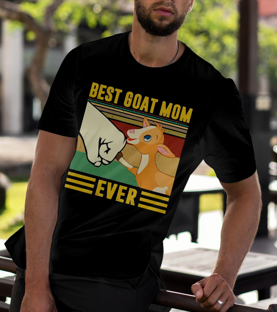 Best Goat Mom Ever Fist Bump With Adorable Cartoon Kid T-Shirt