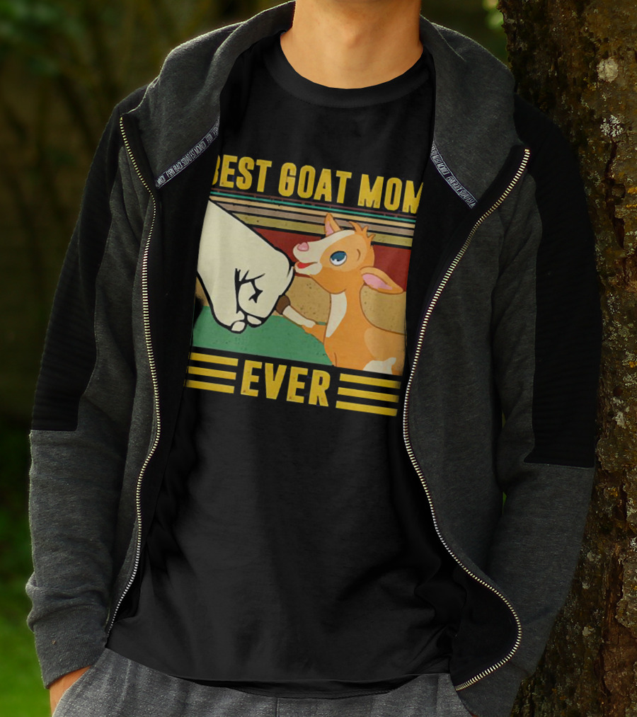 Best Goat Mom Ever Fist Bump With Adorable Cartoon Kid T-Shirt