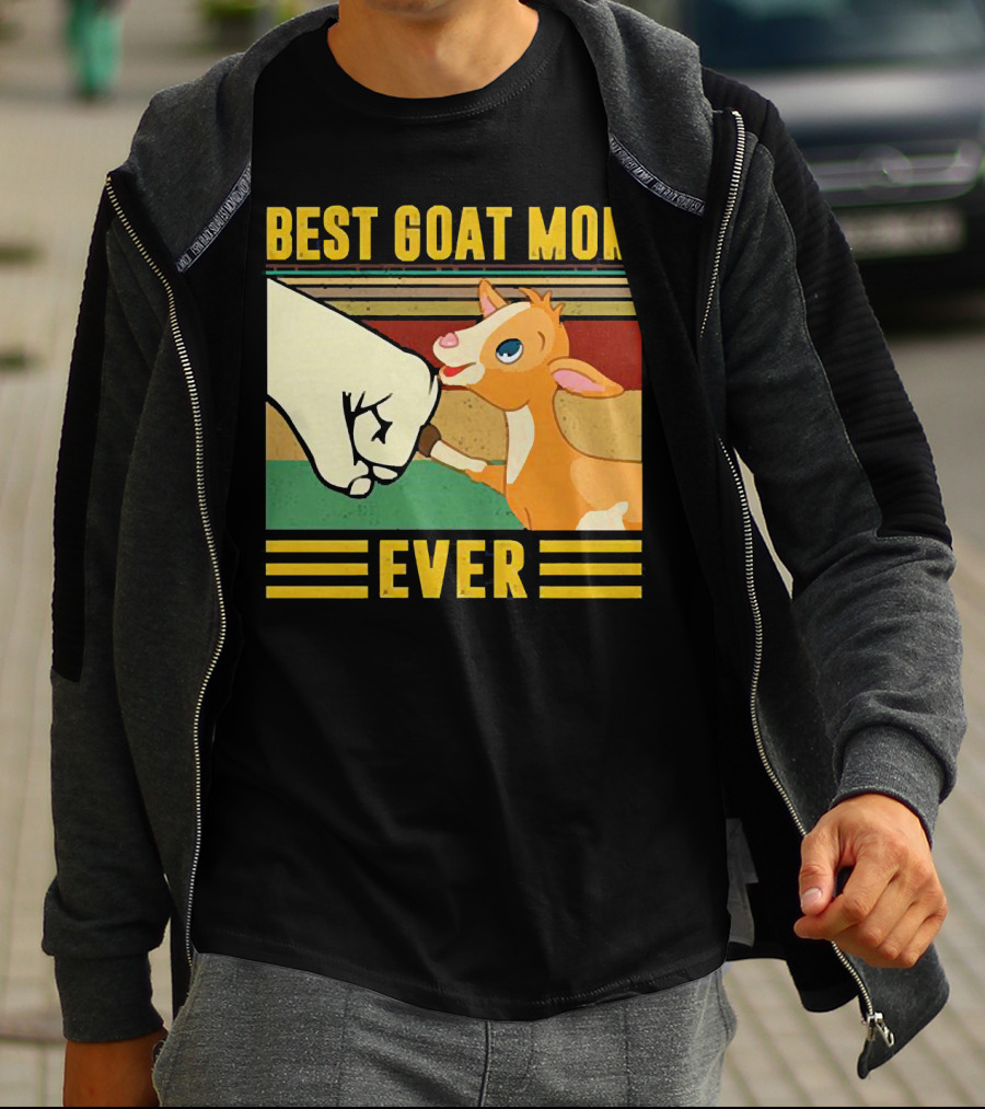 Best Goat Mom Ever Fist Bump With Adorable Cartoon Kid T-Shirt