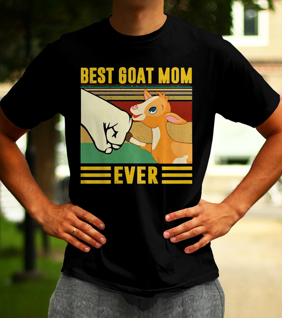 Best Goat Mom Ever Fist Bump With Adorable Cartoon Kid T-Shirt