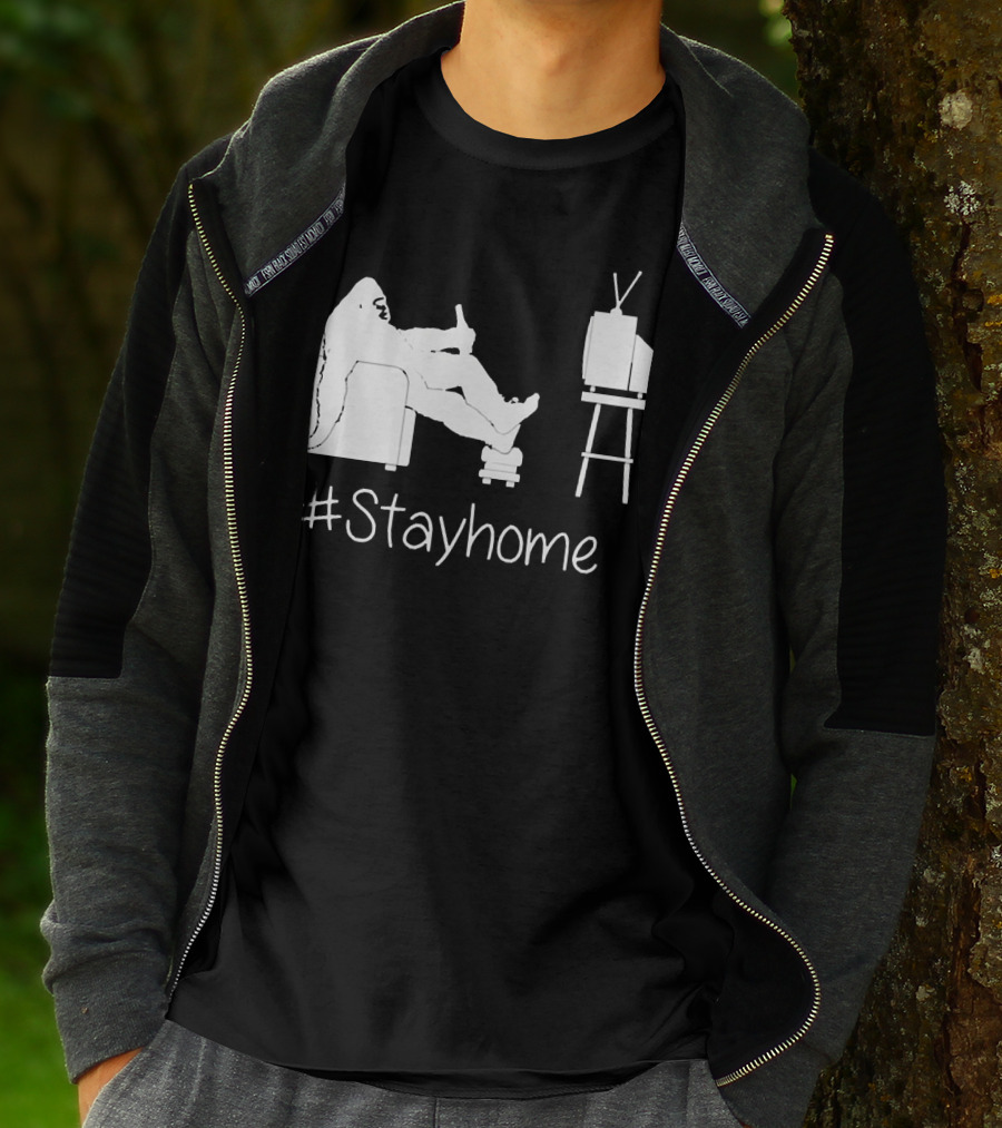 Bigfoot Relaxing Watching TV #Stayhome T-Shirt