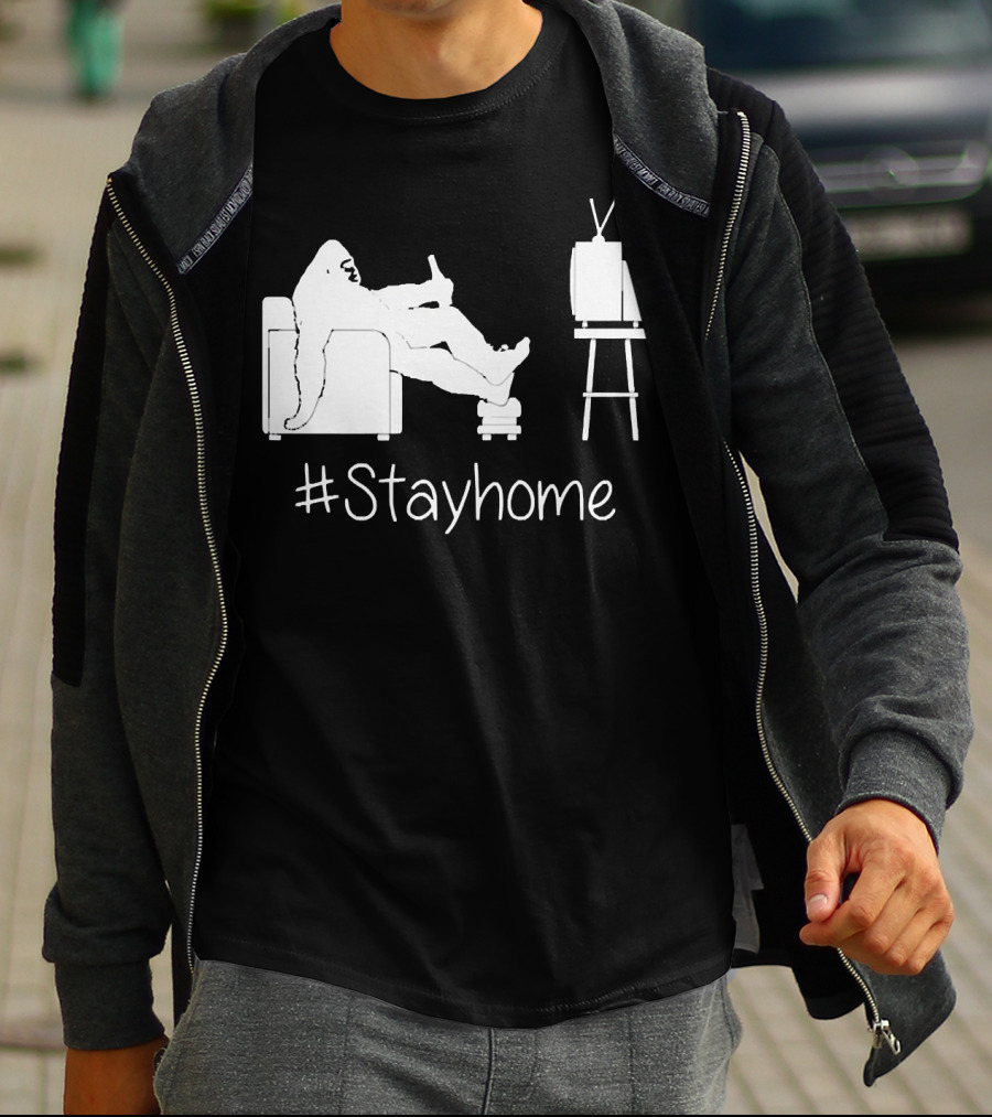 Bigfoot Relaxing Watching TV #Stayhome T-Shirt