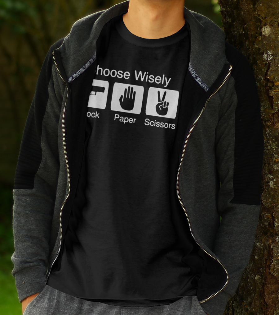 Choose Wisely Glock Paper Scissors Funny Rock Paper Scissors T-Shirt
