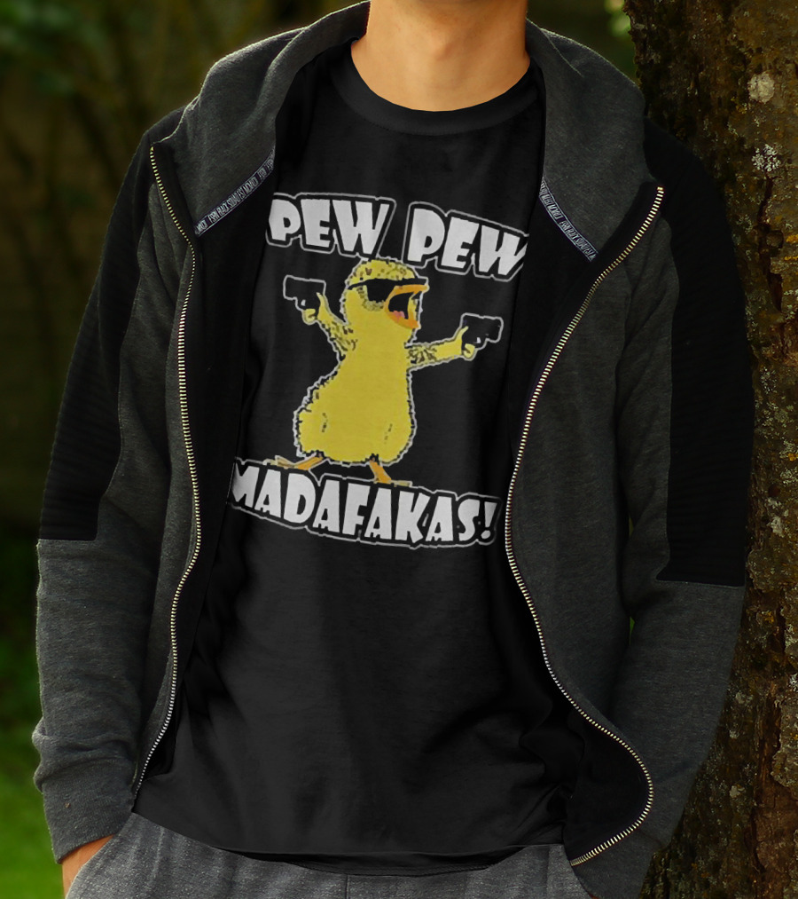 Pew Pew Madafakas Chicken With Sunglasses And Guns T-Shirt