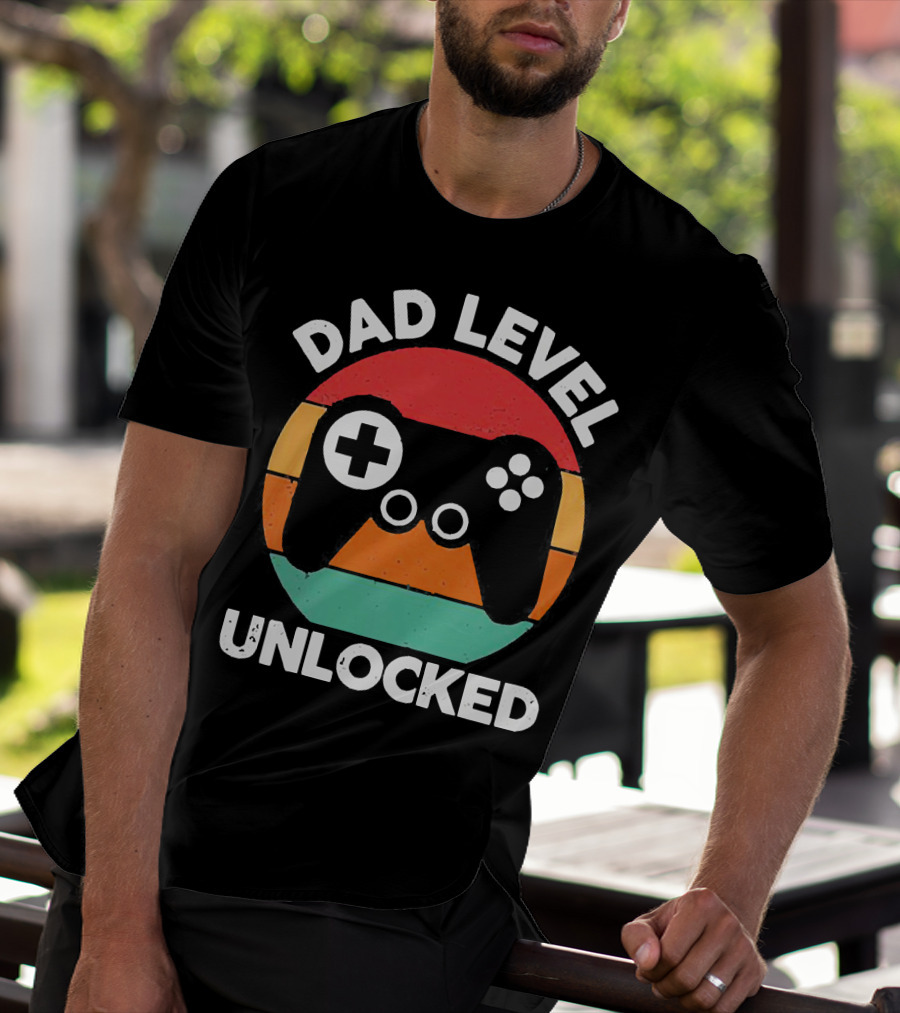 Dad Level Unlocked Vintage Version Gamer Control T-Shirt
