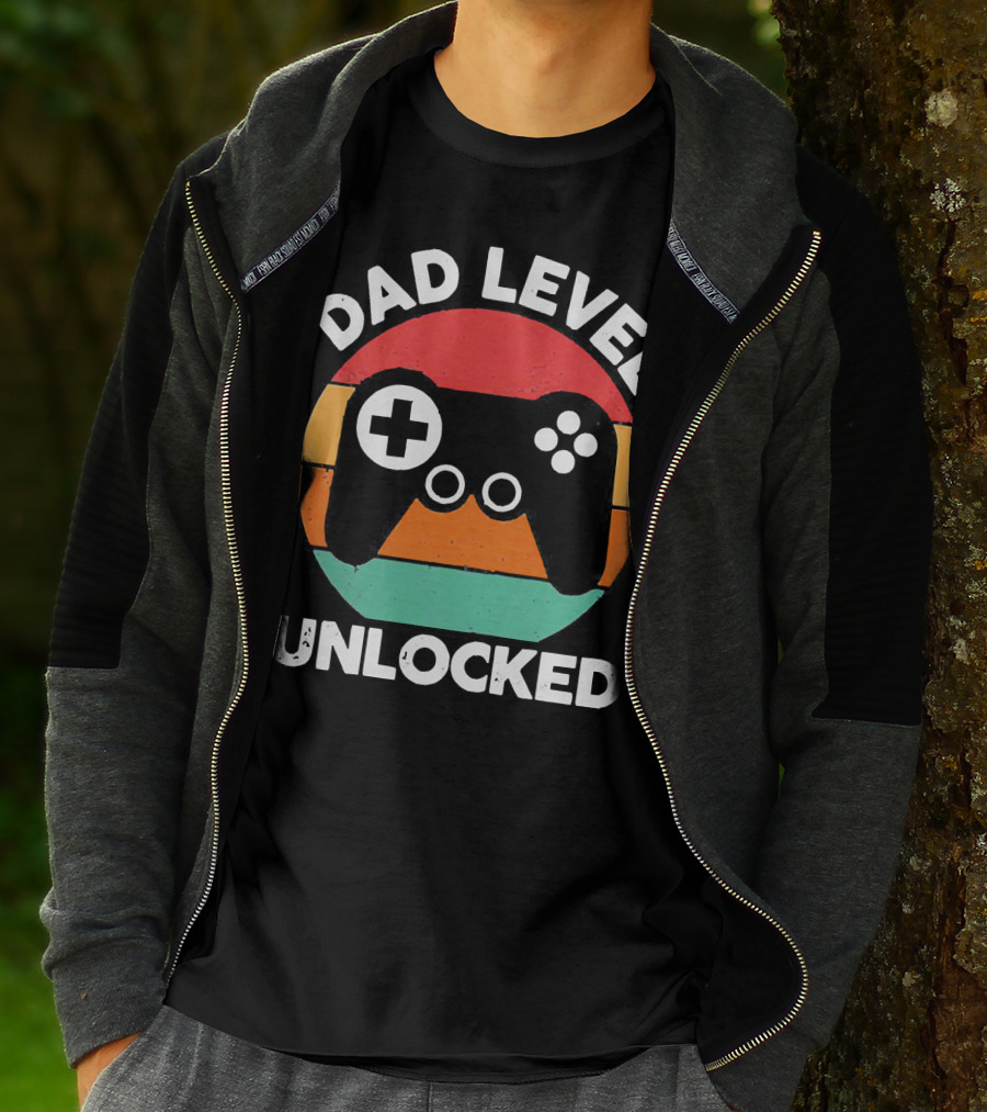 Dad Level Unlocked Vintage Version Gamer Control T-Shirt