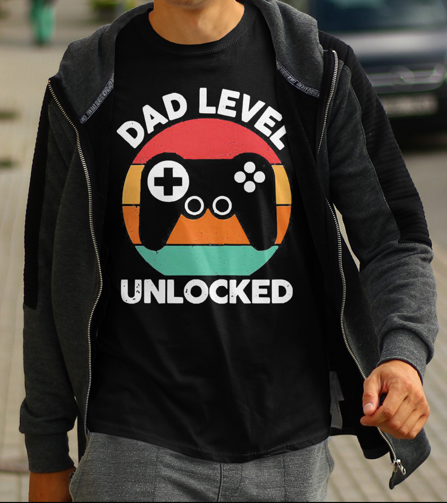 Dad Level Unlocked Vintage Version Gamer Control T-Shirt