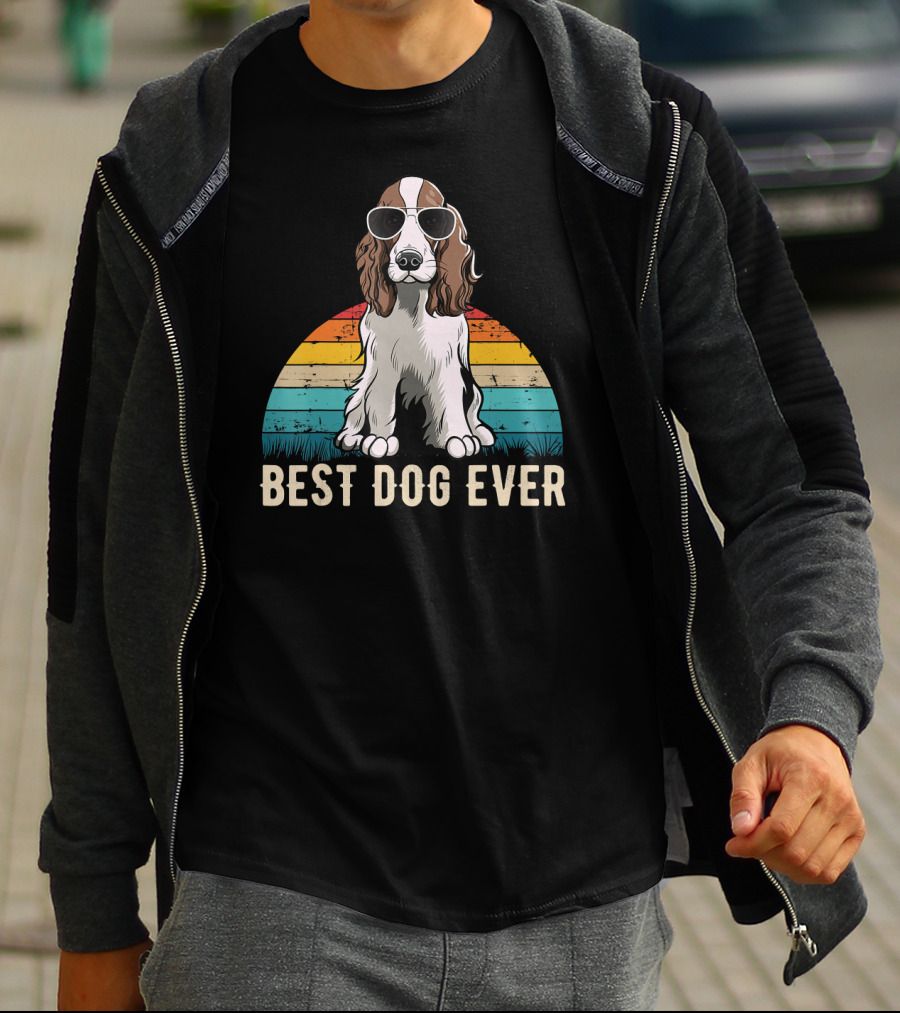Best Dog Ever English Springer Spaniel Retro Vintage Sunglasses T-Shirt