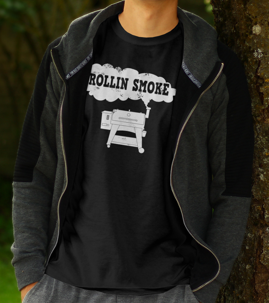 Rollin Smoke Funny Pellet Smoker BBQ Pit Grill For Meat Smoking Lover T-Shirt