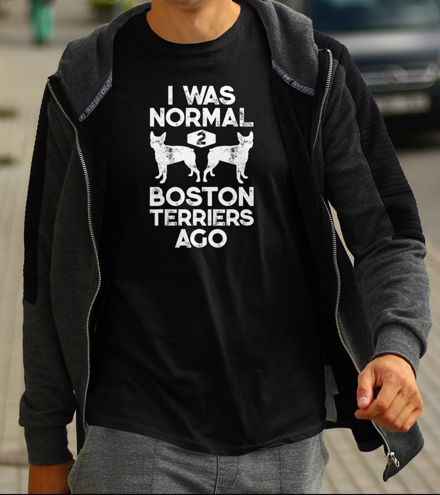I Was Normal 2 Boston Terriers Ago Iconic Dog Lover Fun Phrase T-Shirt