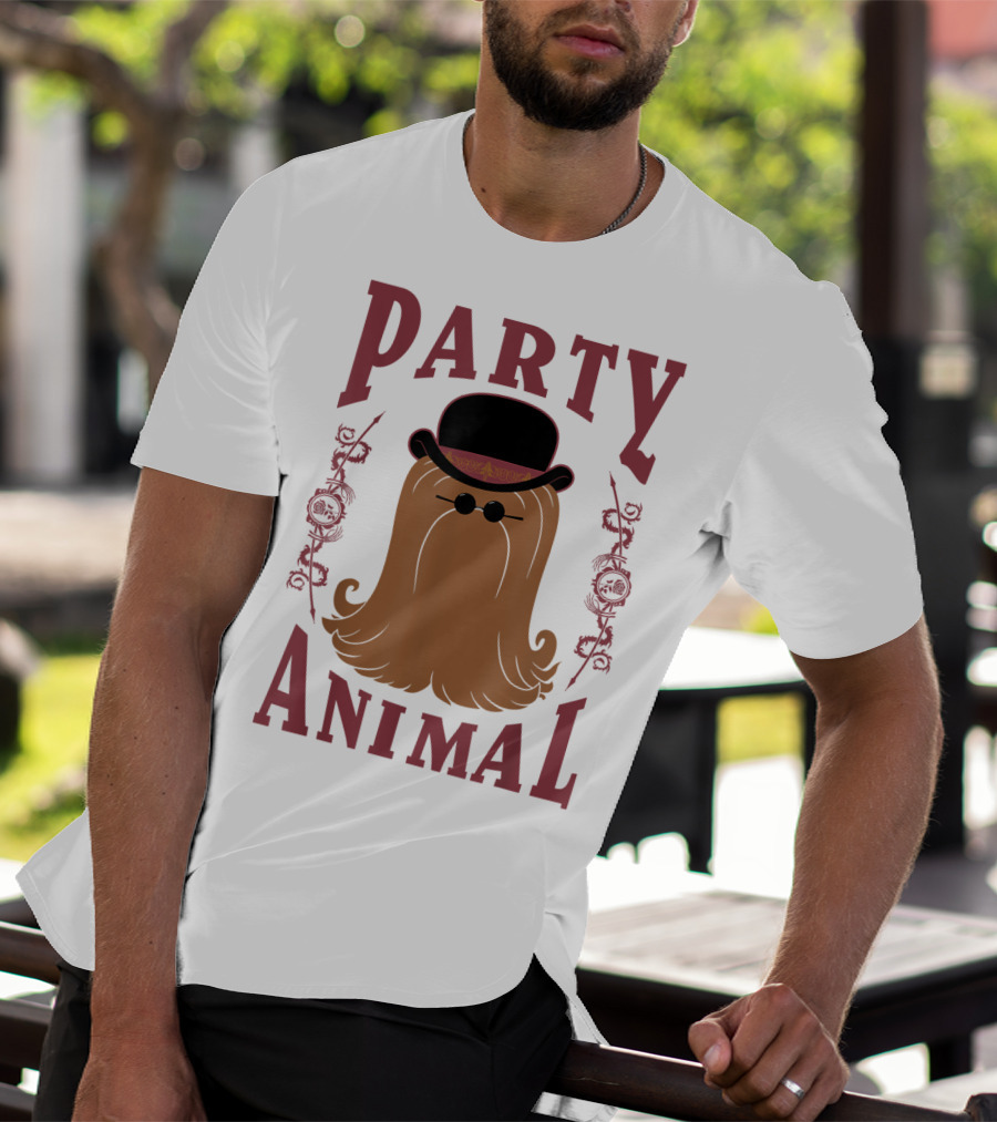 Addams Family Cousin It Party Animal Top Hat And Sunglasses T-Shirt