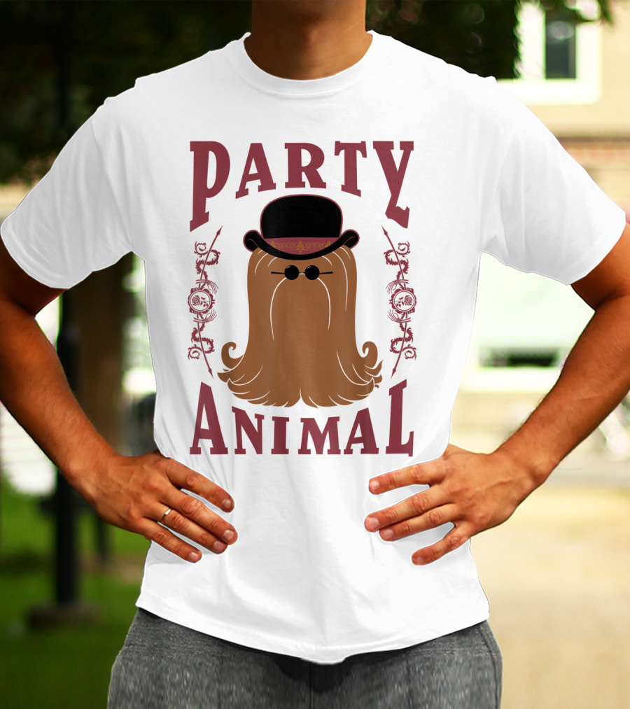 Addams Family Cousin It Party Animal Top Hat And Sunglasses T-Shirt