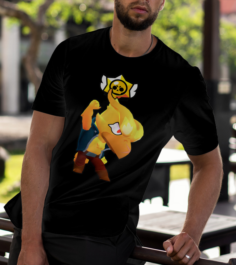 Brawl Stars Crow Character Icon With Skull Star Badge T-Shirt
