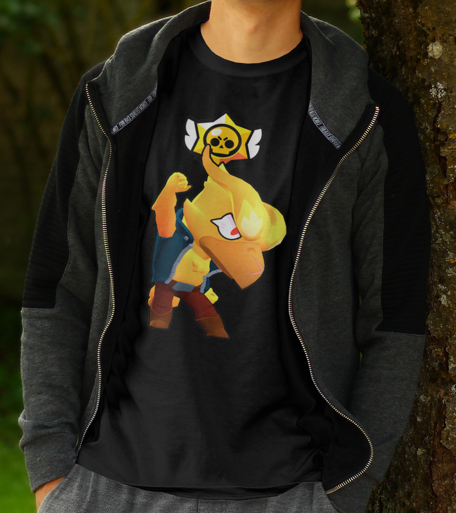 Brawl Stars Crow Character Icon With Skull Star Badge T-Shirt