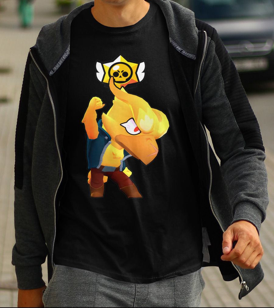 Brawl Stars Crow Character Icon With Skull Star Badge T-Shirt