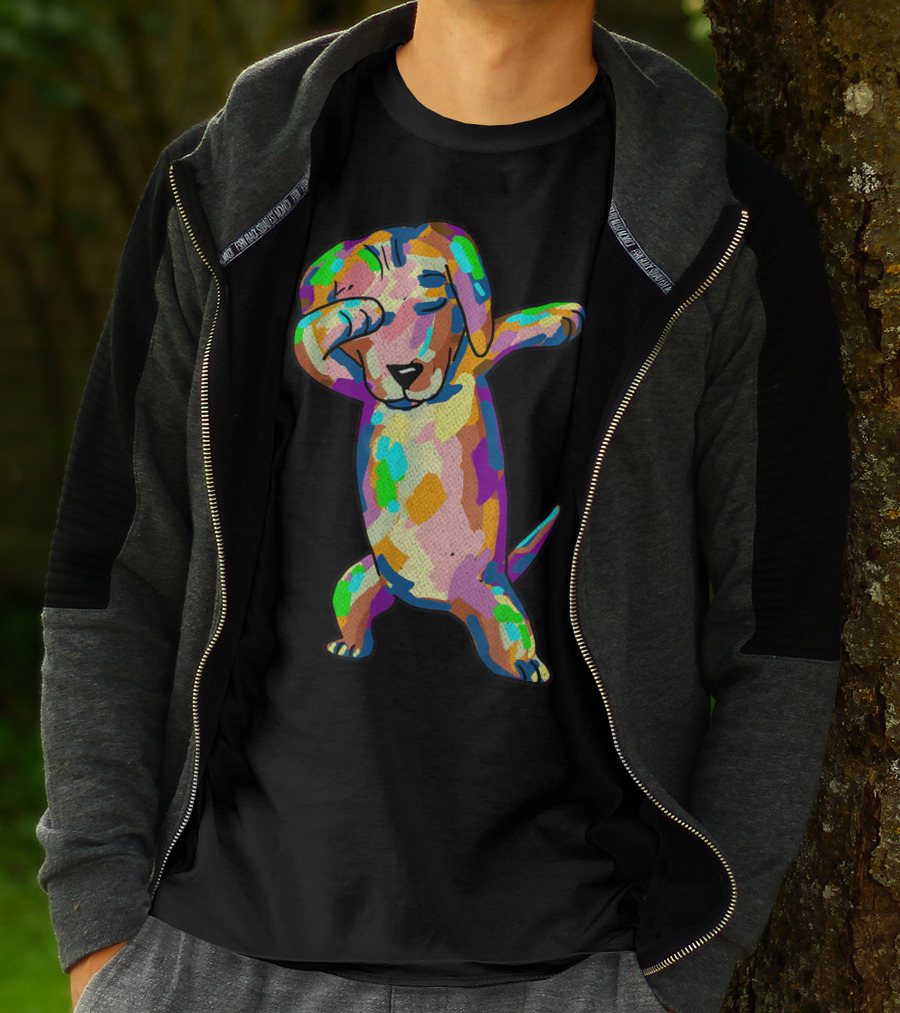 Colorful Dabbing Wiener Dog Funny Dachshund Dab T-Shirt