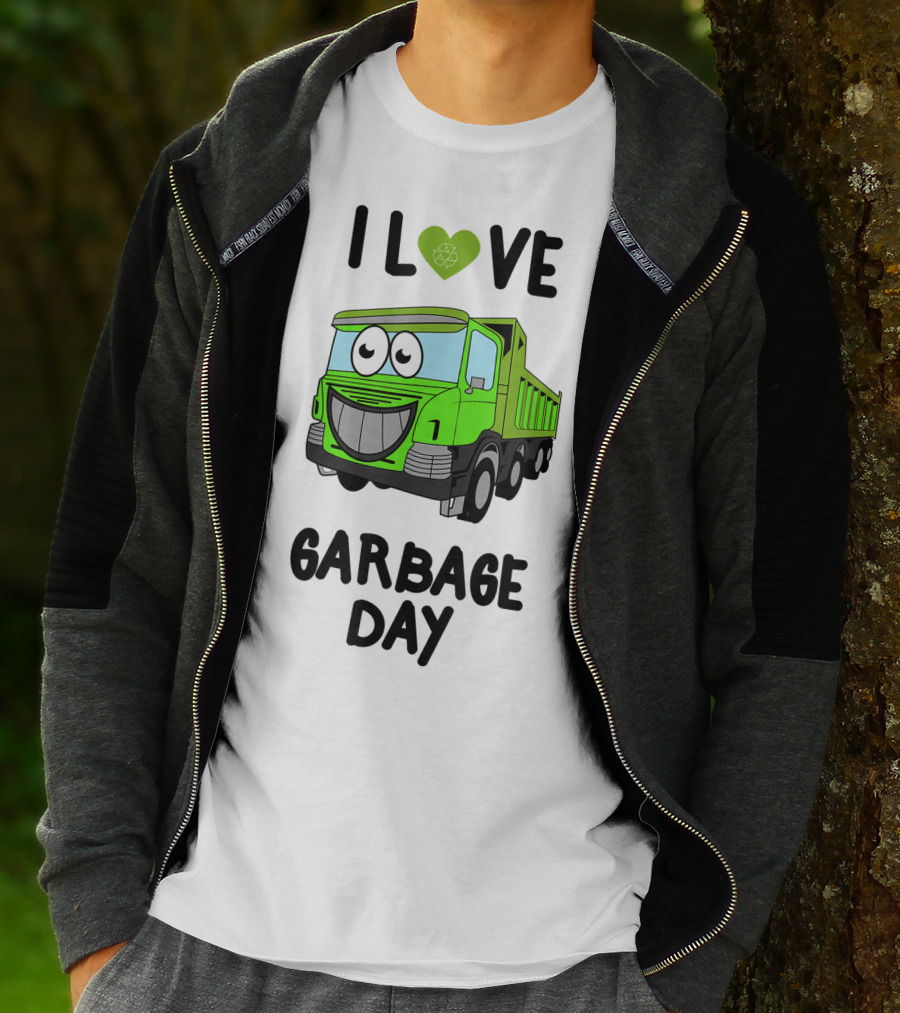 I Love Garbage Day Vintage Style Cartoon Garbage Truck T-Shirt