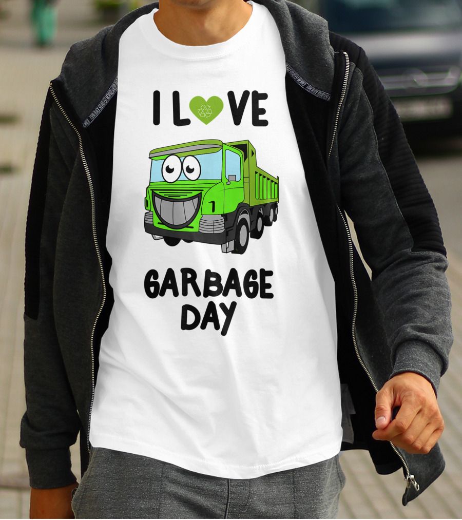 I Love Garbage Day Vintage Style Cartoon Garbage Truck T-Shirt