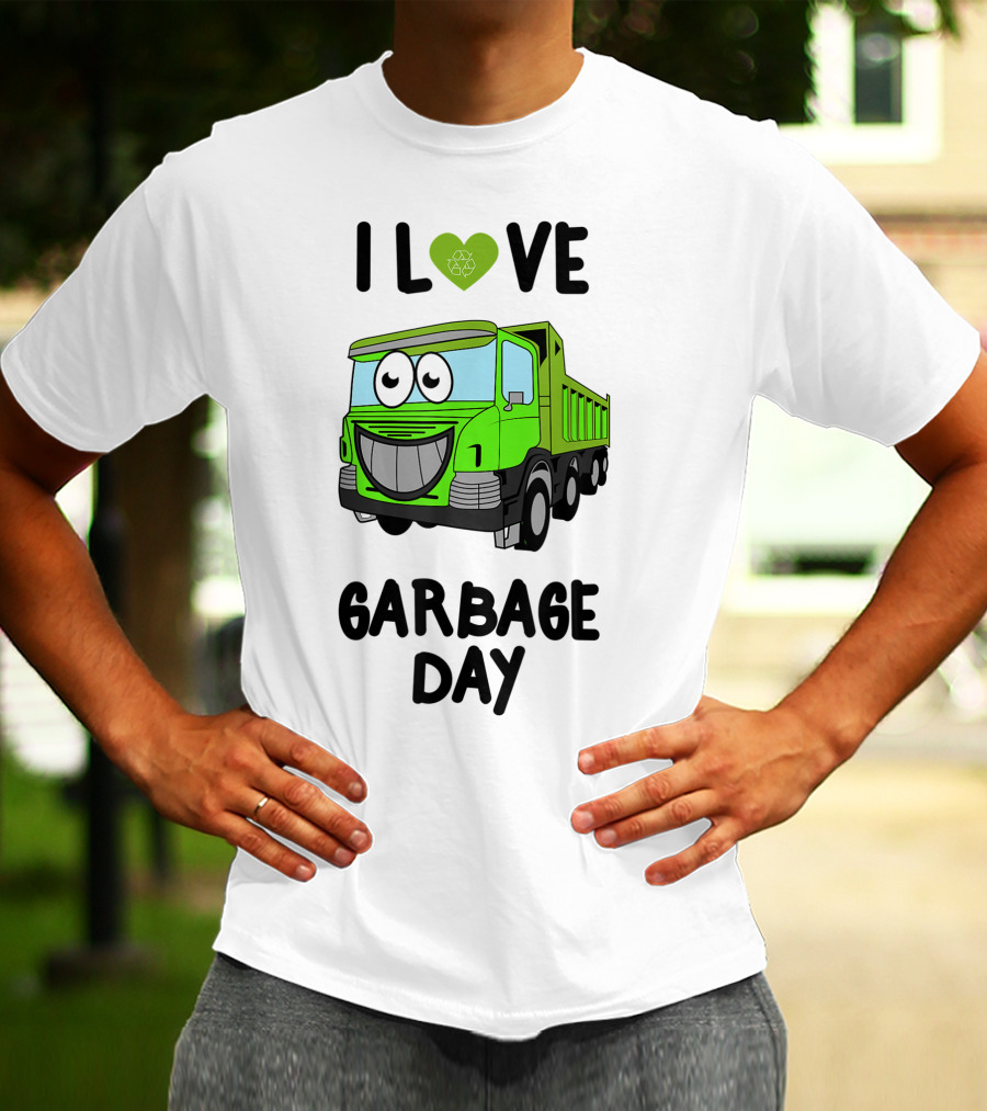 I Love Garbage Day Vintage Style Cartoon Garbage Truck T-Shirt