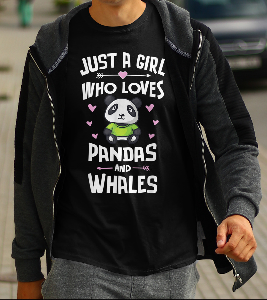 Just A Girl Who Loves Pandas And Whales Cute Panda Heart Arrows T-Shirt
