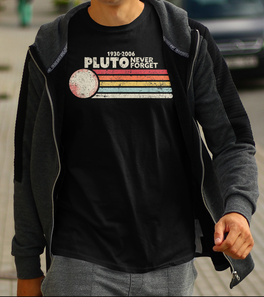 1930-2006 Pluto Never Forget Retro Stripes T-Shirt