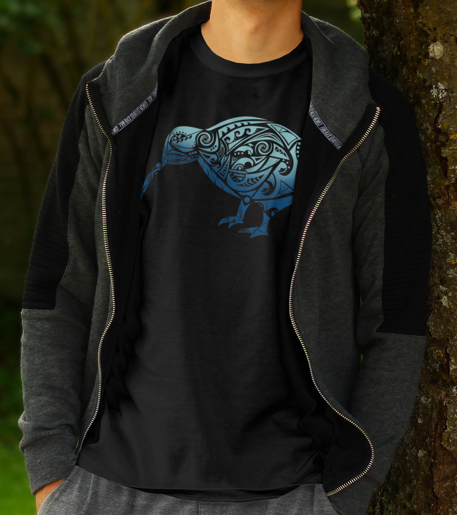 Polynesia Maori Kiwi Bird Ocean Blue T-Shirt