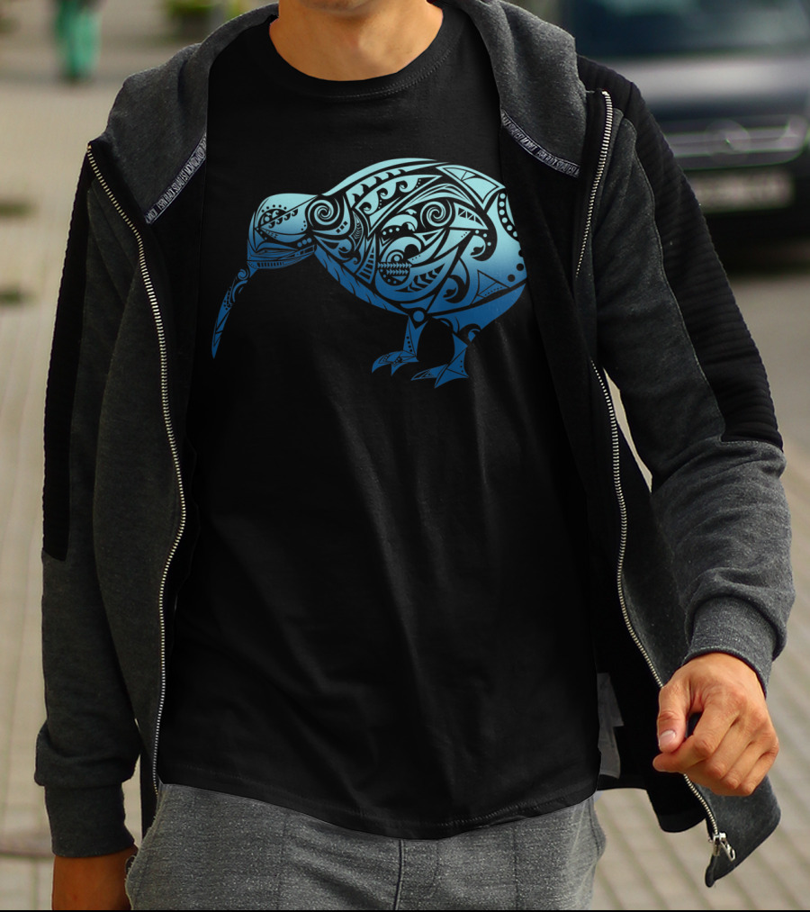 Polynesia Maori Kiwi Bird Ocean Blue T-Shirt