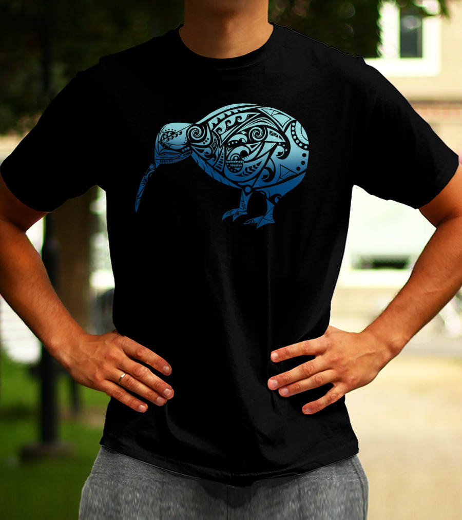 Polynesia Maori Kiwi Bird Ocean Blue T-Shirt