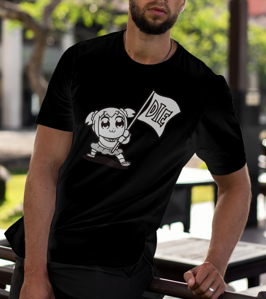 Pop Team Epic Popuko Holding Die Banner T-Shirt