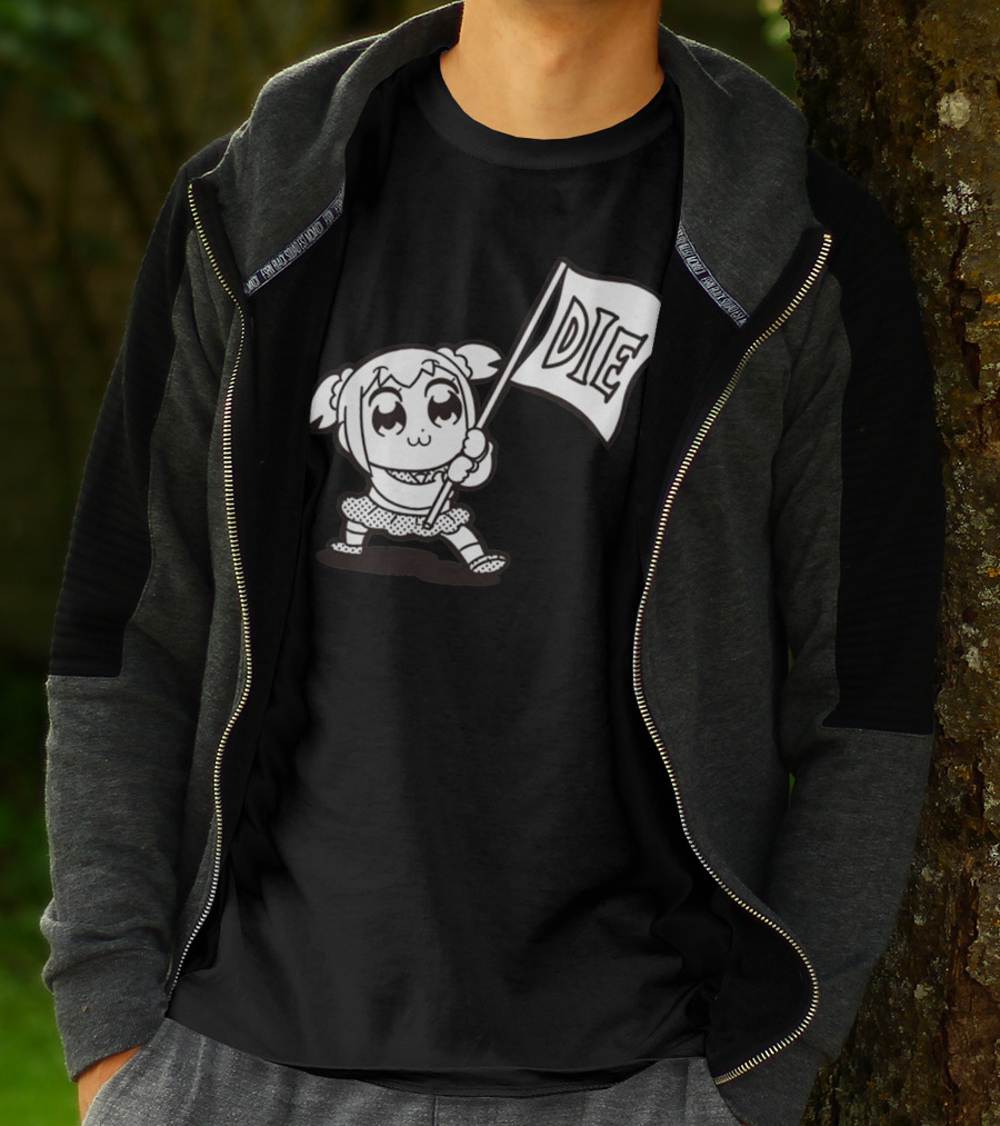 Pop Team Epic Popuko Holding Die Banner T-Shirt