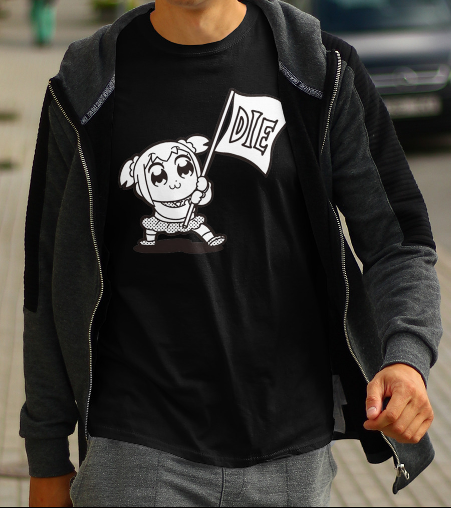 Pop Team Epic Popuko Holding Die Banner T-Shirt