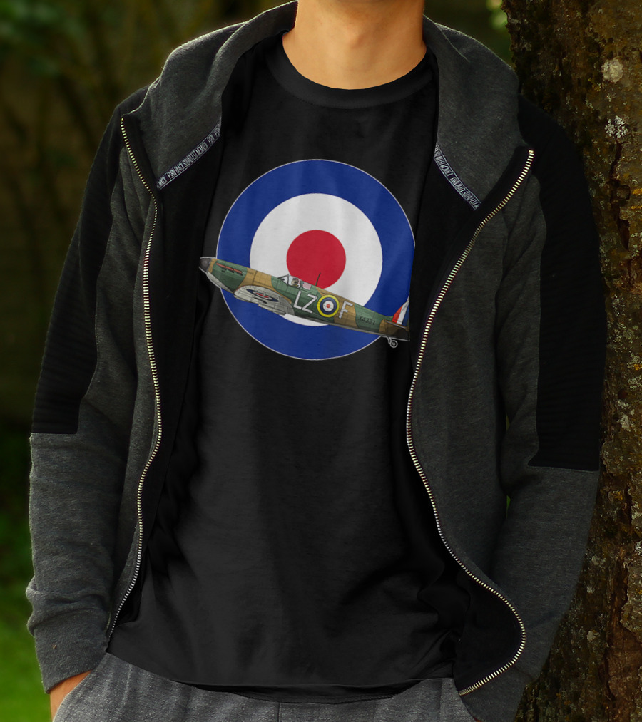 RAF Spitfire LZ-F Battle Of Britain Military WW2 Roundel T-Shirt