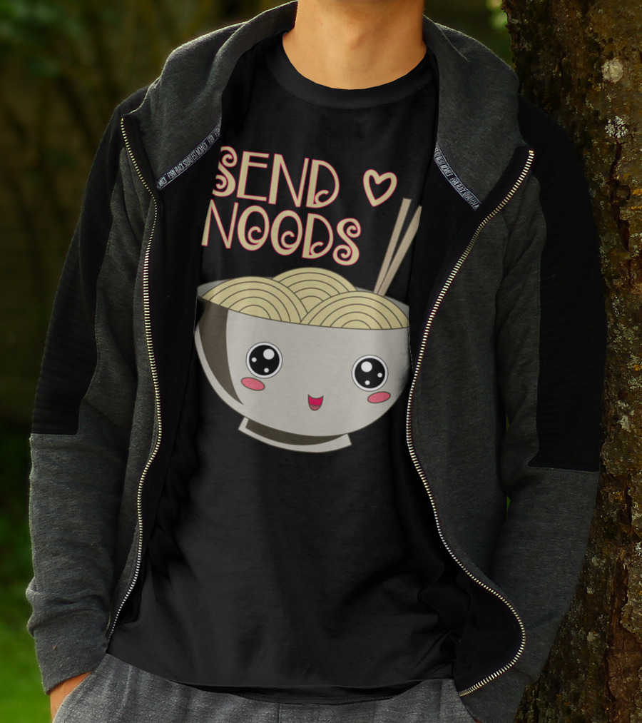 Send Noods Kawaii Ramen Bowl With Chopsticks And Heart T-Shirt