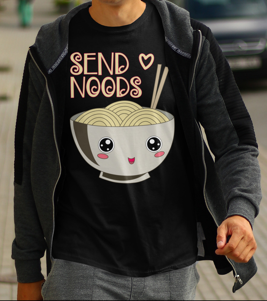 Send Noods Kawaii Ramen Bowl With Chopsticks And Heart T-Shirt