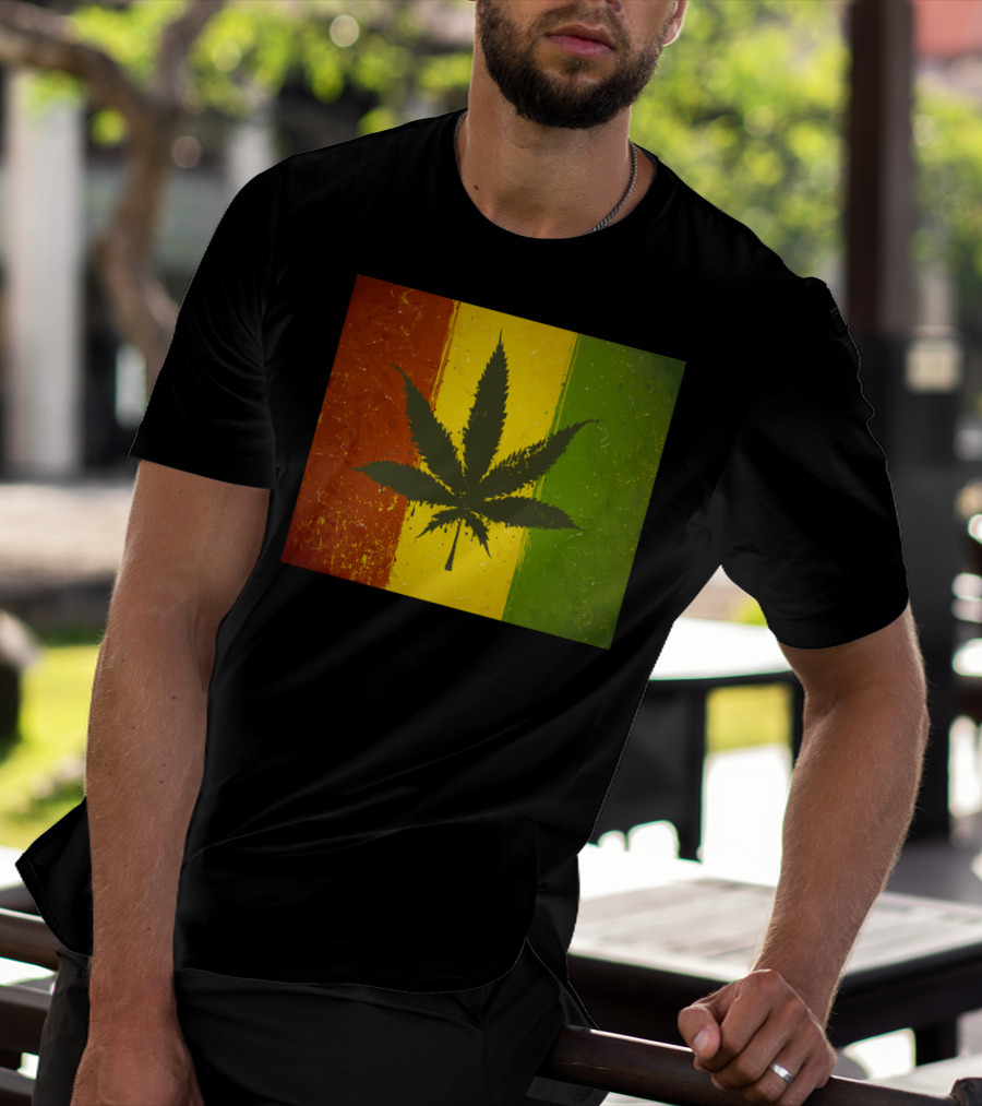Rasta Jamaican Marijuana Leaf Legalized Pot Flag T-Shirt