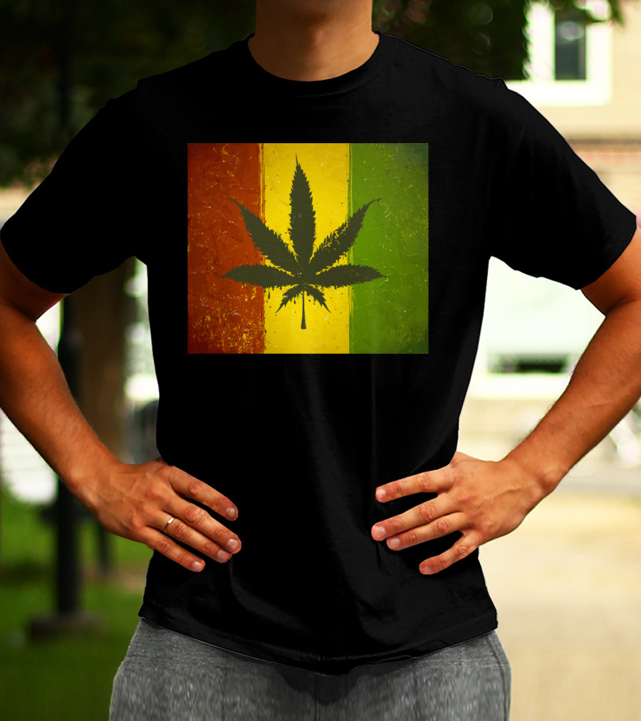 Rasta Jamaican Marijuana Leaf Legalized Pot Flag T-Shirt