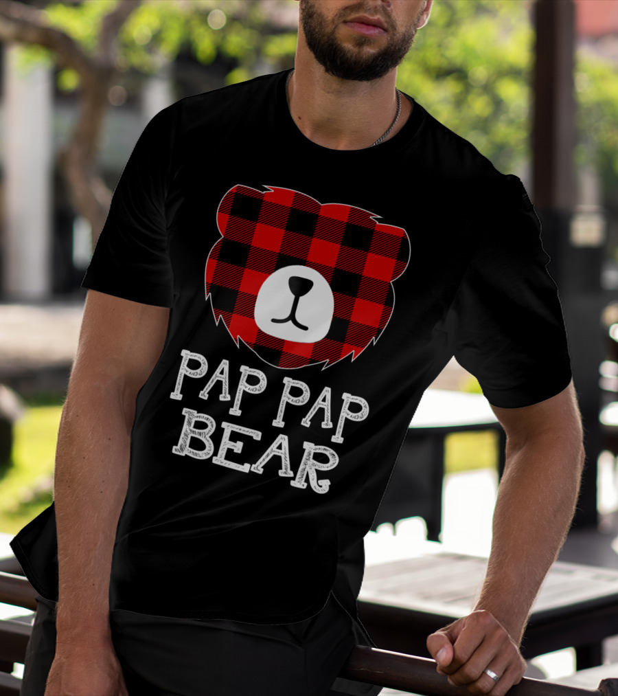 Pap Pap Bear Red Plaid Buffalo T-Shirt