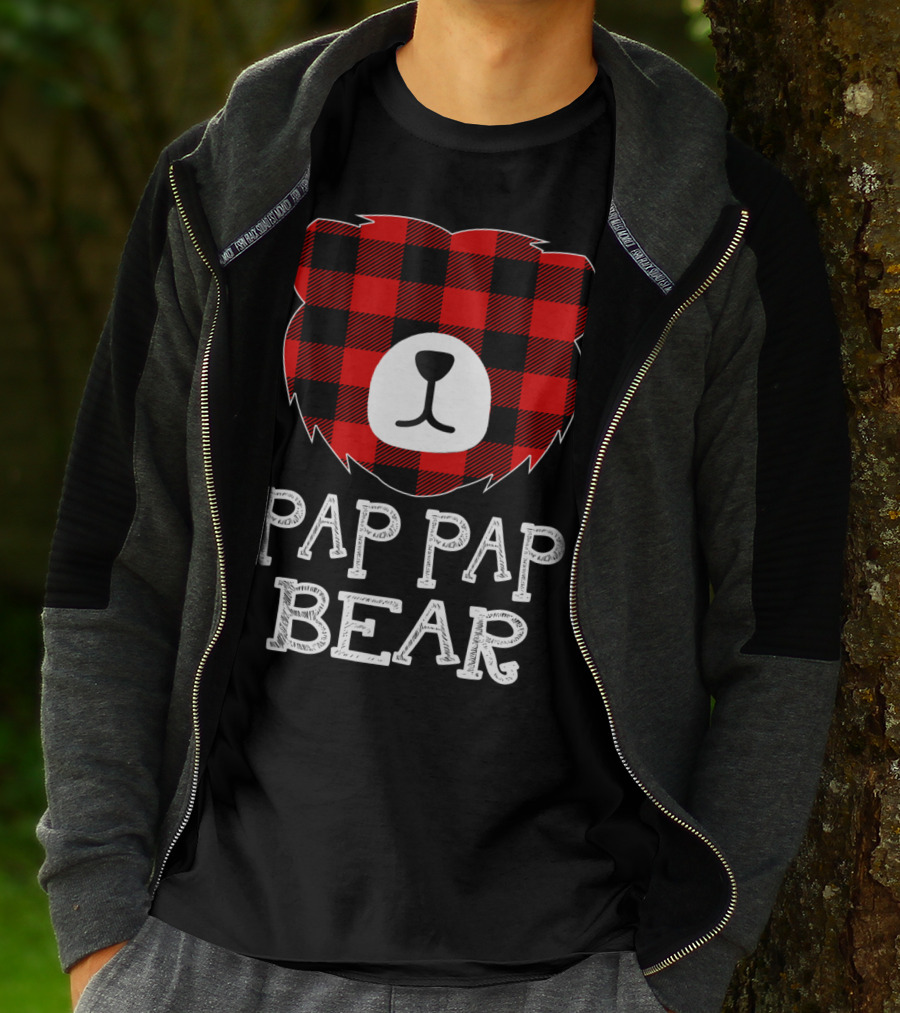 Pap Pap Bear Red Plaid Buffalo T-Shirt