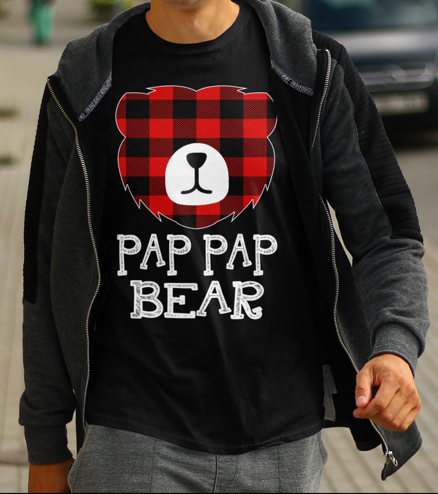 Pap Pap Bear Red Plaid Buffalo T-Shirt