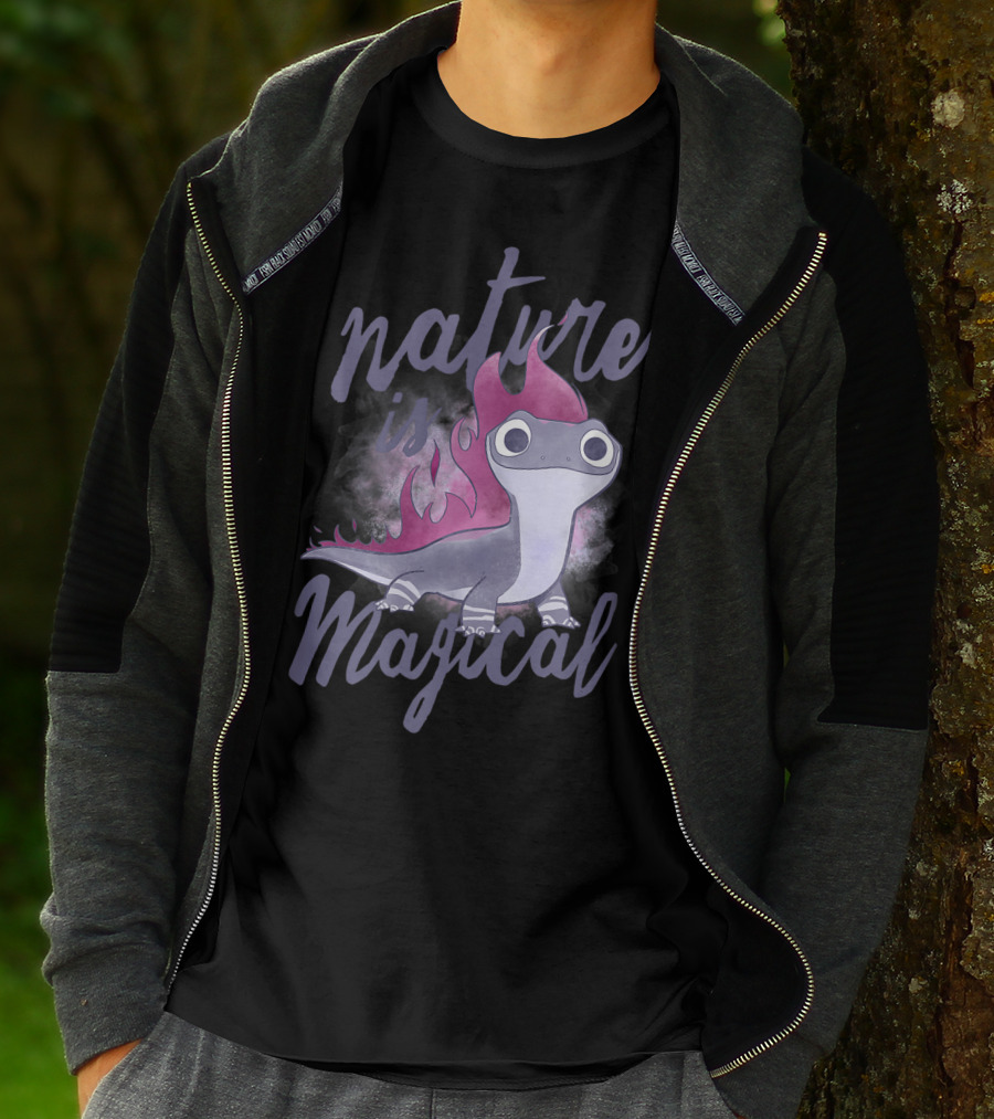 Disney Frozen 2 Salamander Character With Nature Is Magical Text T-Shirt